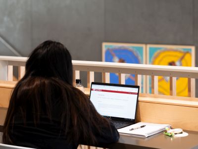 A student studying at UNM Anderson School of Management