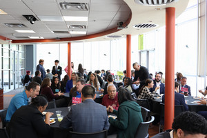 Students, faculty, and state officials gather in Jackson Student Center for lunch and networking.