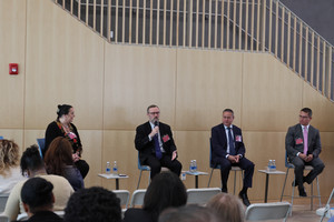 Panel of state directors from NMFA, SIC, PERA, and ERB in the McKinnon Center.